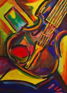 "expressionist violin" painting by Steve Johnson.